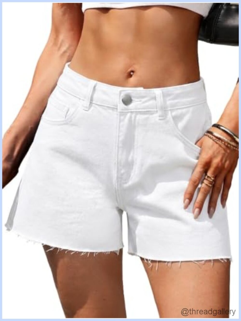 Women's Raw Hem Jean Shorts High Waist Distressed Denim Wide Leg Summer